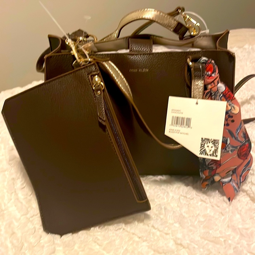 Anne Klein purse and wristlet with decorative scarf